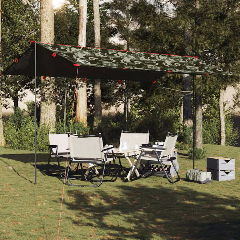 Telone da campeggio impermeabile vidaXL mimetico in poliestere verde e multicolore L: 506 cm x P: 306 cm