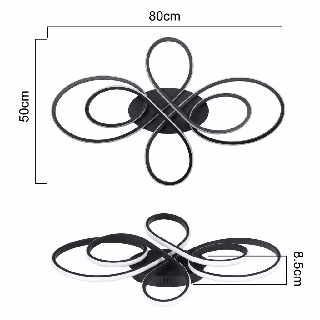 ZMH Lampada da soffitto LED nera con telecomando e funzione dimmerabile, stile moderno, diametro 80 cm – 2