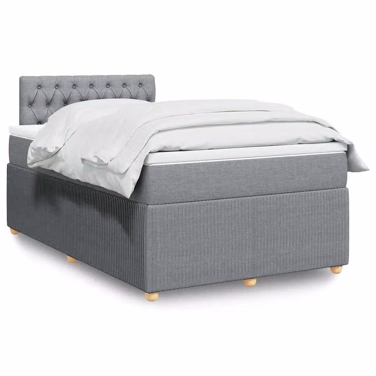 vidaXL Giroletto a Molle con Materasso in Tessuto Grigio e Bianco L/P/H: 120 x 200 cm