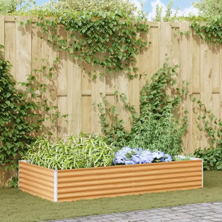 Letto rialzato da giardino vidaXL in acciaio galvanizzato marrone L: 195 cm, P: 100 cm, H: 36 cm