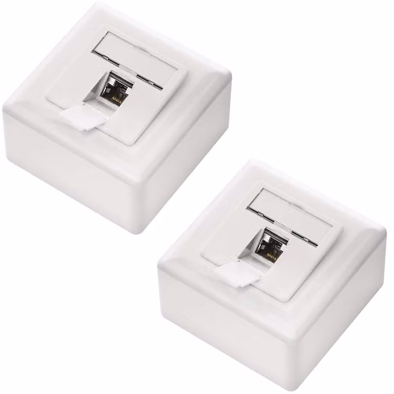 deleyCON, connettore di rete universale CAT6, 1 porta RJ45 schermata, confezione da 2 pezzi - Bianco