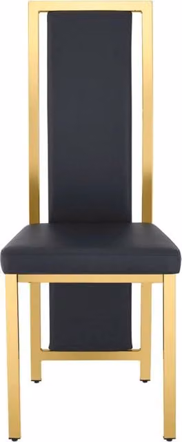 Set di 4 Sedie da Pranzo Minimaliste Europee in PU Nero con Cornice Metallica Oro, Altezza 109 cm