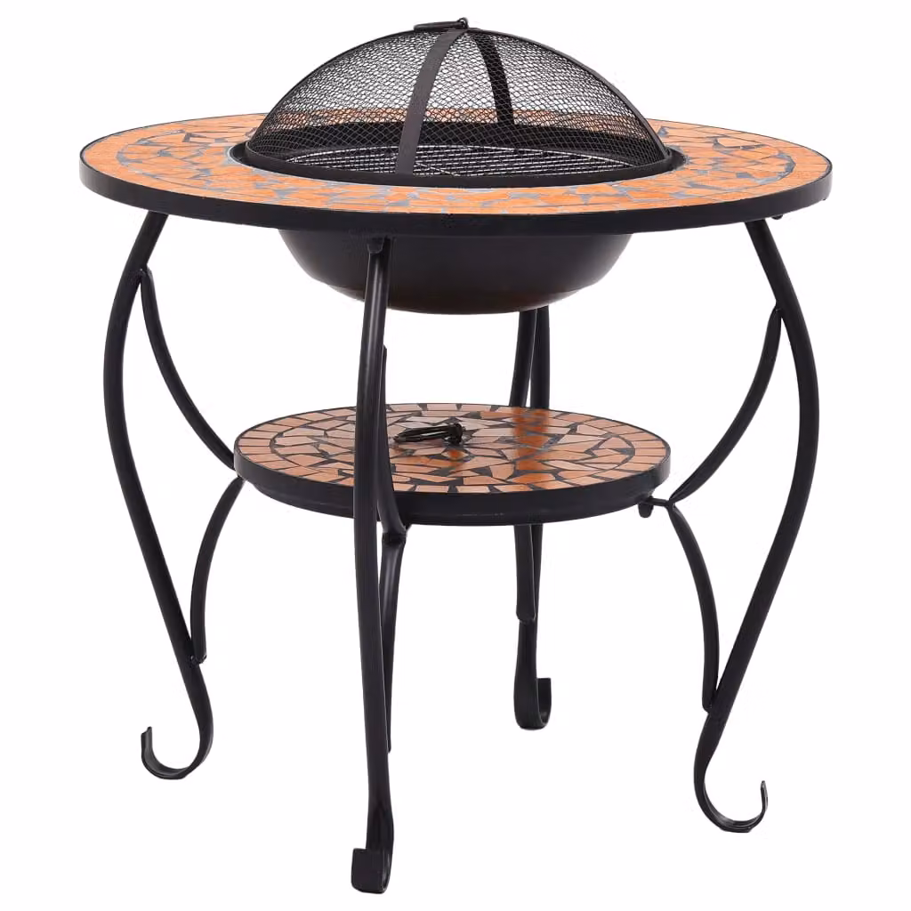 The Living Store Tavolo da fuoco in Vetroceramica mosaico terracotta 68 cm