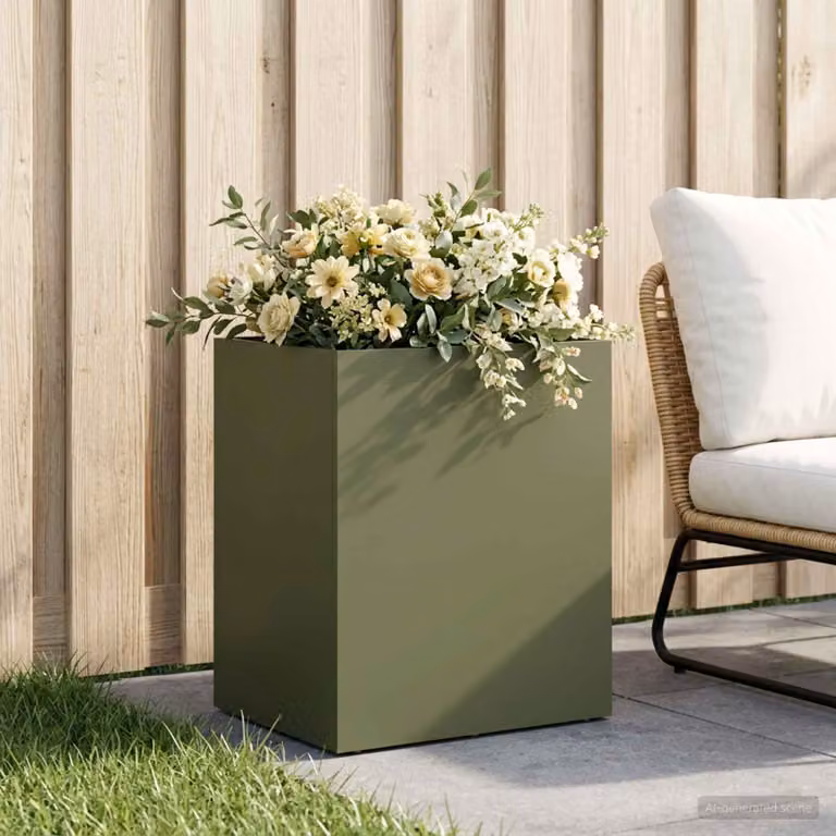 vidaXL Vaso da giardino in metallo Verde, L 40 cm x P 30 cm x H 40 cm