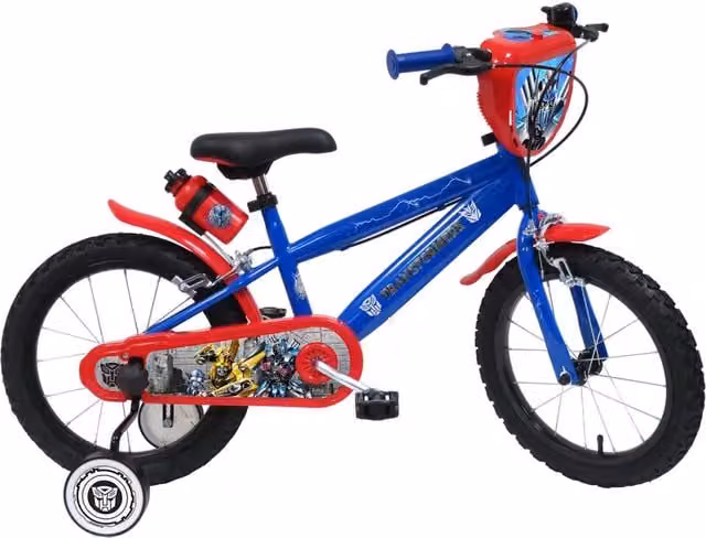 Bicicletta per bambini Transformers 16 pollici con freni caliper e stabilizzatori in acciaio Hi-Ten, Blu e Rosso – 1