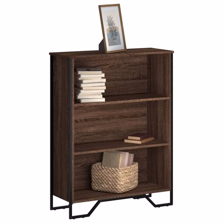 Libreria moderna vidaXL in legno e metallo color rovere marrone, L 80 cm x P 31 cm x H 106 cm