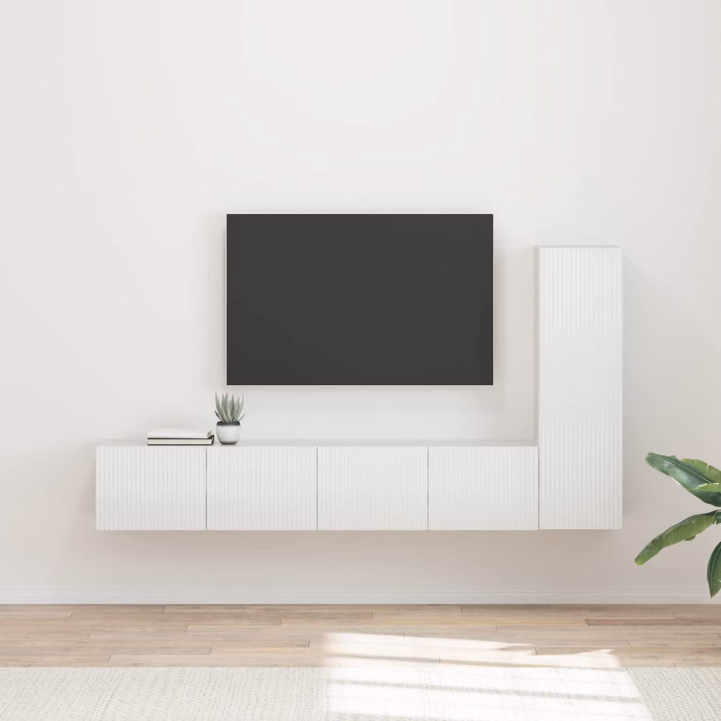 Set mobile TV moderno vidaXL in 3 pezzi Bianco Lucido in MDF