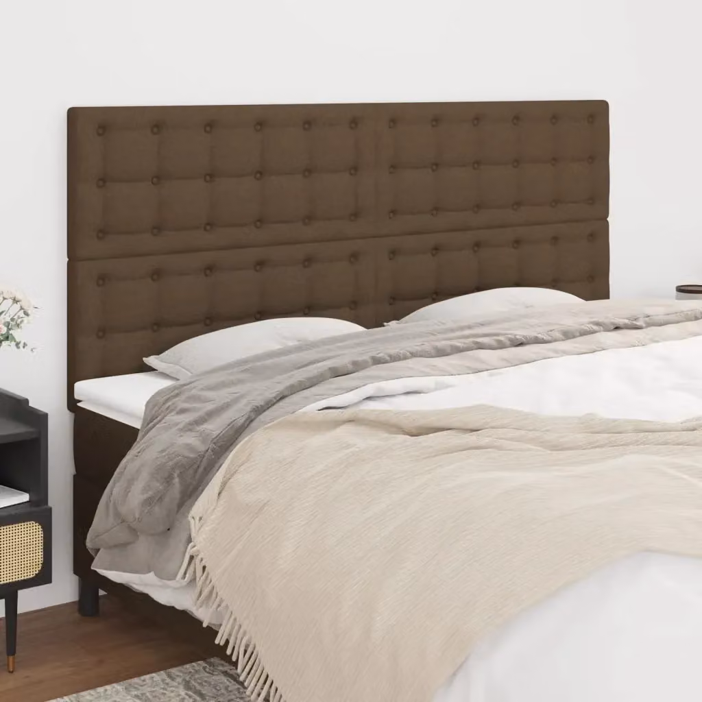 Testata per letto imbottita in tessuto marrone scuro L: 180 cm, P: 5 cm, H: 118-128 cm – 2