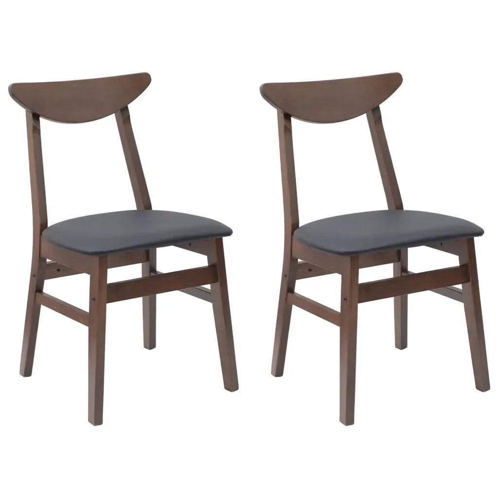 Set di 2 sedie da pranzo moderne vidaXL in legno di gomma e similpelle marrone L: 42 cm, P: 47,5 cm, H: 81 cm – 2