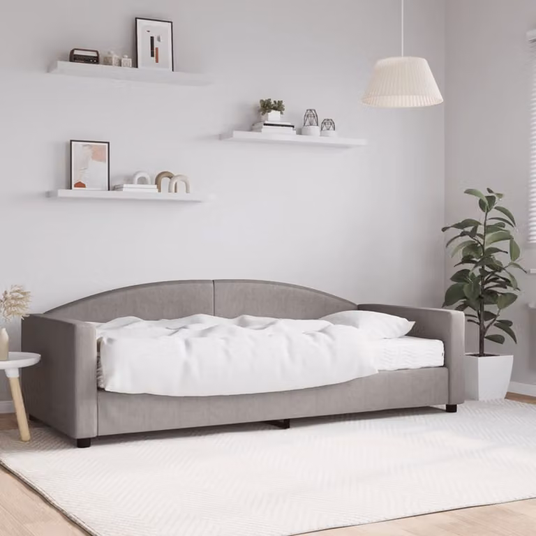 vidaXL Divano Letto Moderno con Materasso in Tessuto, Colore Tortora/Grigio/Beige, L/P/H: 223 x 90 x 100 cm