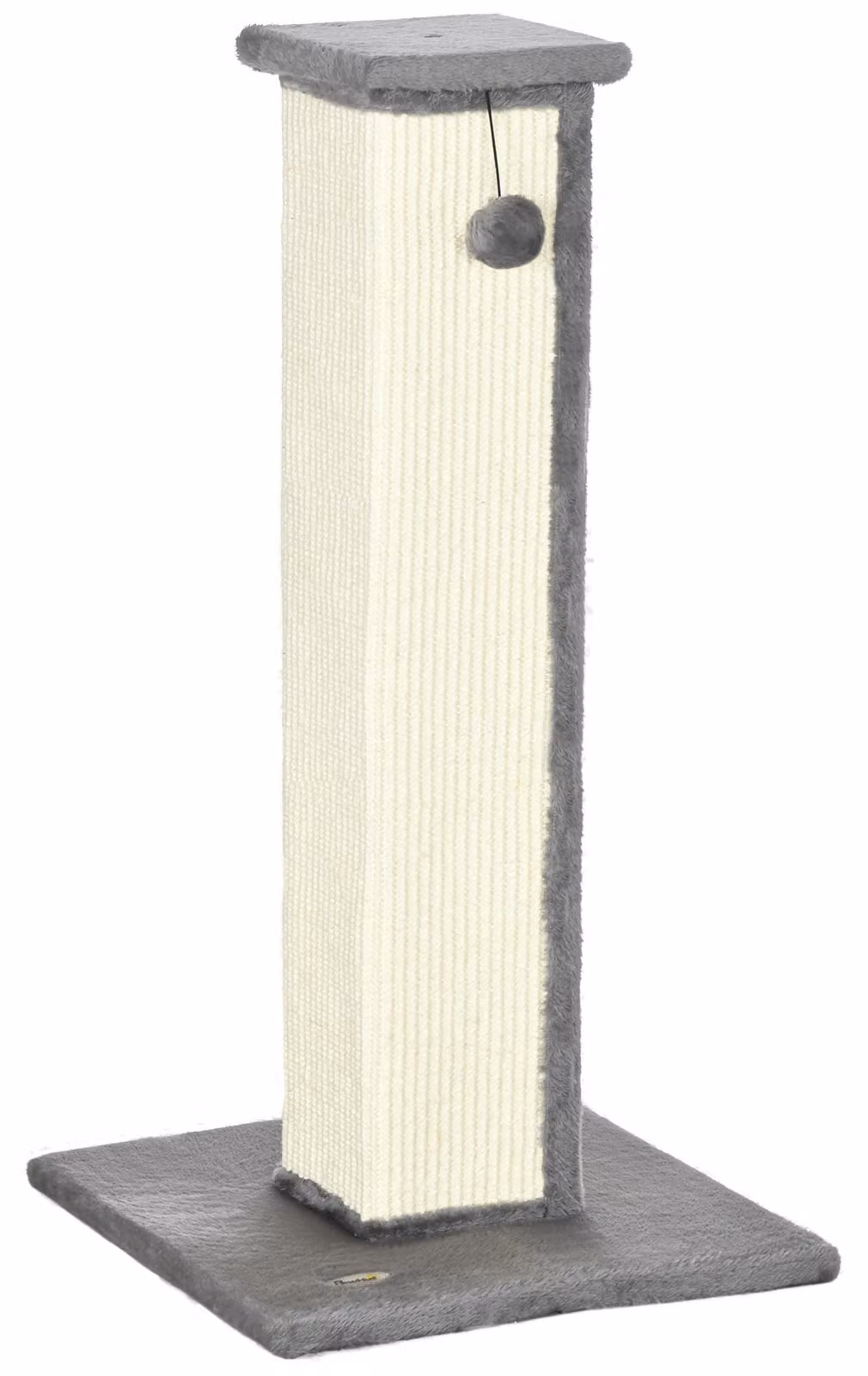 PawHut Tiragraffi a colonna, 81 cm, tiragraffi in sisal con palla da graffiare, grigio
