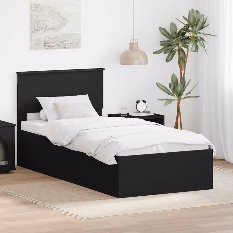 Struttura del letto moderna vidaXL in legno ingegnerizzato nero, L/P: 90 x 190 cm