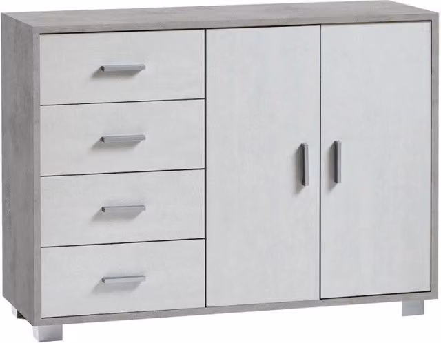 Mobile 2 Ante 4 Cassetti Kit Cemento cm 116x41x86h - Sarmog