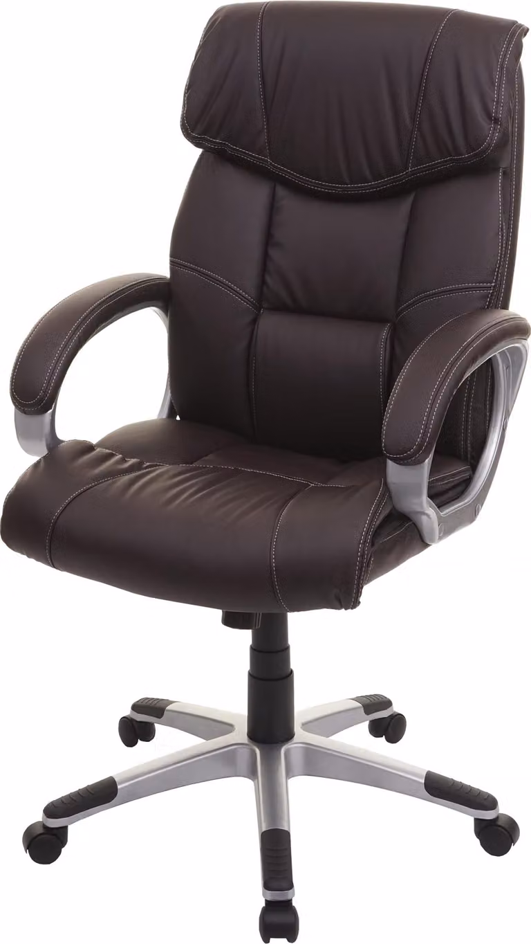 Sedia da ufficio HWC-A71, poltrona girevole, rivestita in ecopelle, certificata MVG, colore marrone caffè
