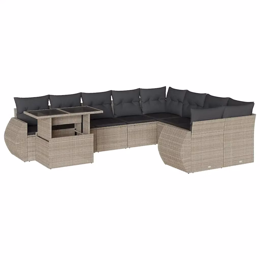 Set Divano da Giardino vidaXL 10 Pezzi con Cuscini Antracite e Grigio in Polyrattan e Metallo – 2