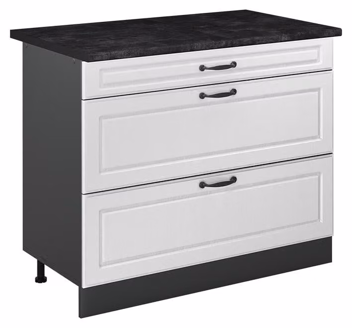 Mobiletto base per cucina Vicco R-Line Bianco country/Antracite 100 cm piano di lavoro Antracite, Model 71575