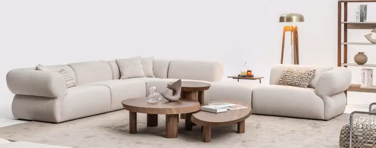Gemütliches Ecksofa L-Form Beige Polstersofa Wohnlandschaft Couch