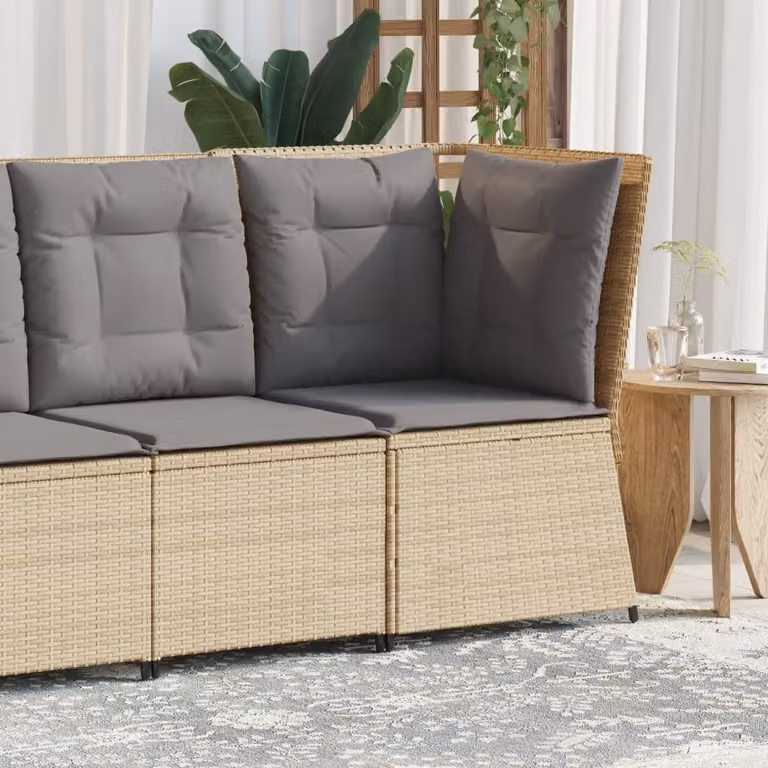 vidaXL Divano Angolare da Giardino in Polyrattan con Cuscini Beige e Grigio e Coperture Rimovibili