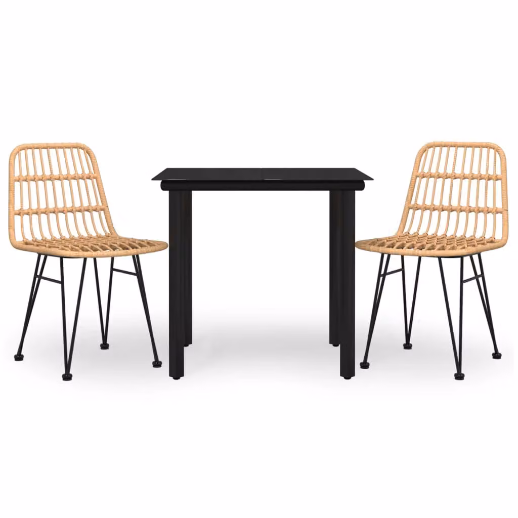 Set da Pranzo da Giardino 3 pz in Polyrattan