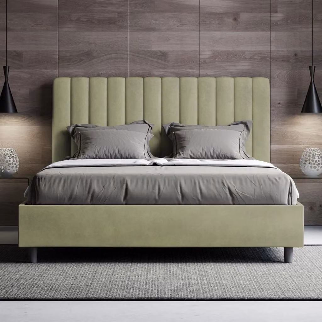 Letto Matrimoniale Moderno Agueda GIORDANOSHOP Verde L/P/H: 160 x 200 x 122 cm – 2