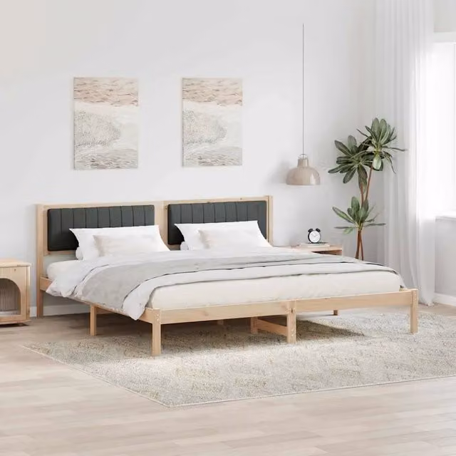 Struttura letto minimalista vidaXL in pino massello grigio 200 x 200 cm