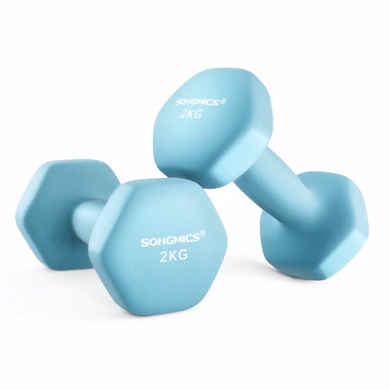Set di Manubri Esagonali con Superficie in Vinile per Esercizio, Blu Pallido / 2x2 kg