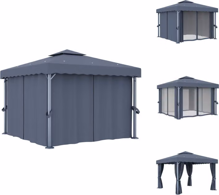 vidaXL Padiglione con tenda 3x3 m in alluminio antracite - Padiglioni e tende per feste