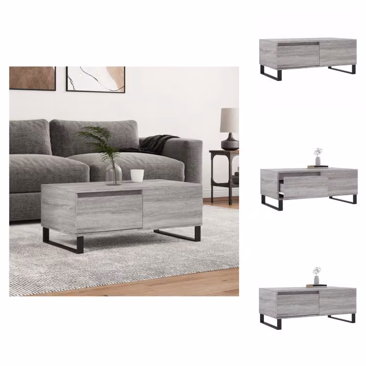 vidaXL Tavolino grigio Sonoma 90x50x36,5 cm in legno - Tavolini da caffè
