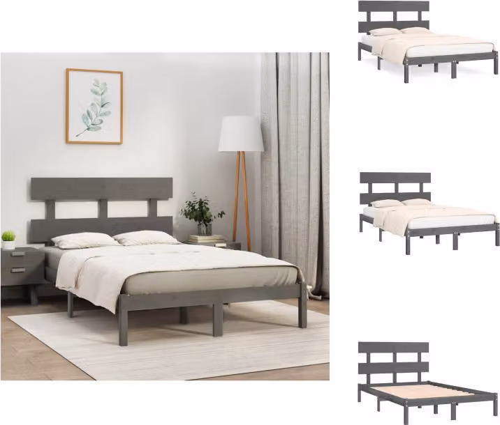 vidaXL Letto in legno massiccio grigio 200x200 cm - Letti e strutture letto