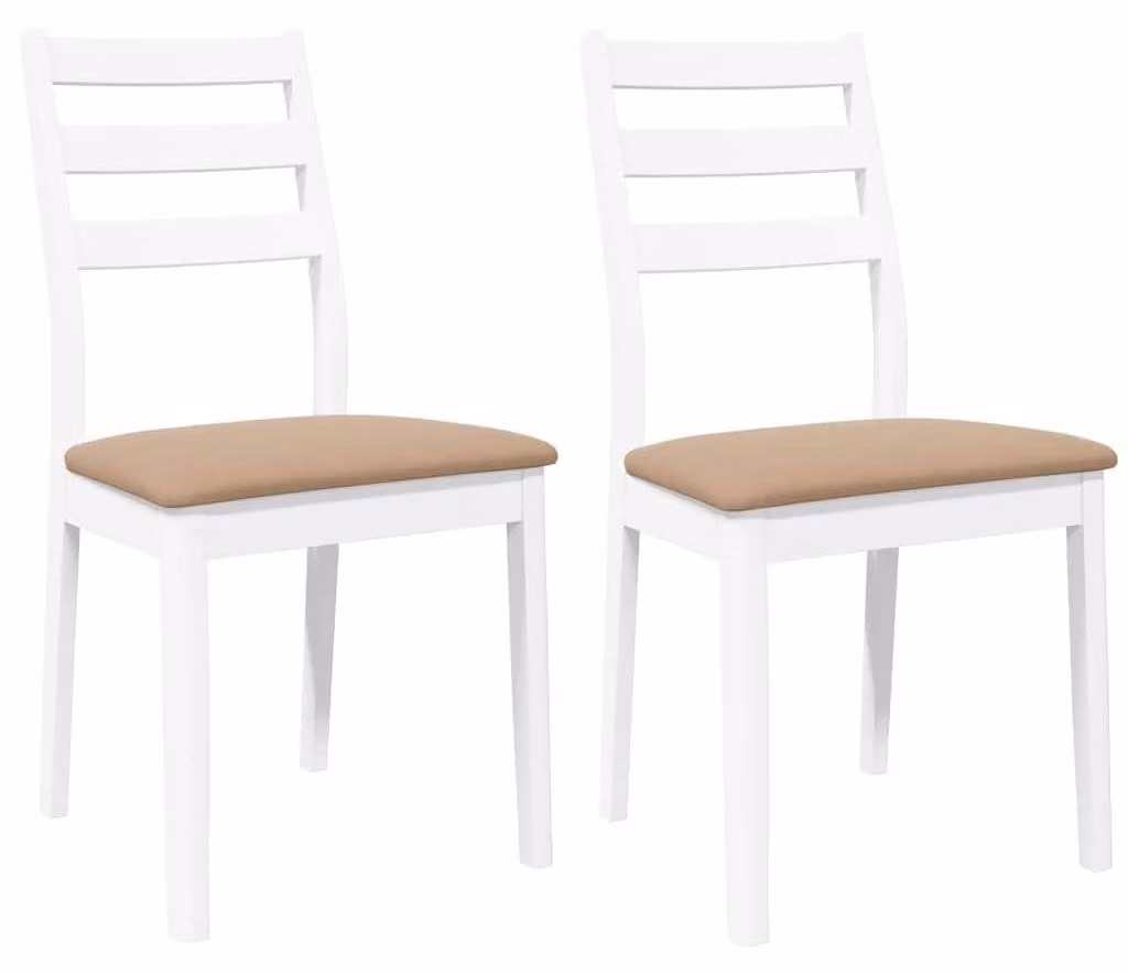Set di 2 sedie da pranzo in legno massello verniciato di bianco