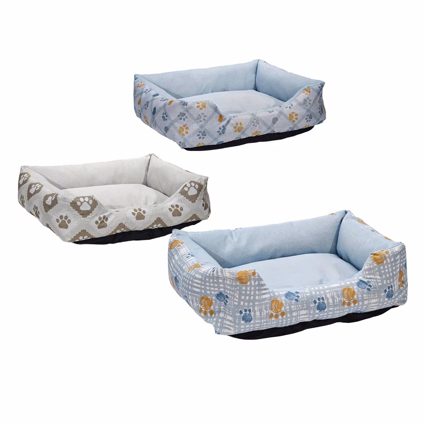 Pet Sitter Cuccia Rettangolare per Cani e Gatti in Tessuto Blu con Fondo Antiscivolo e Bordo Rialzato L: 50 cm, P: 40 cm, H: 15 cm – 1