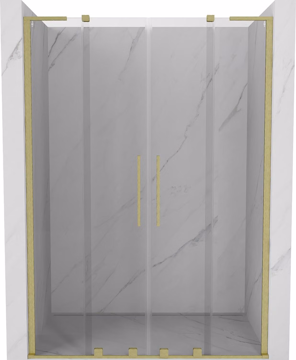 Mexen Velar L Duo porta doccia scorrevole 160 cm, trasparente, oro spazzolato - 871-160-003-02-55