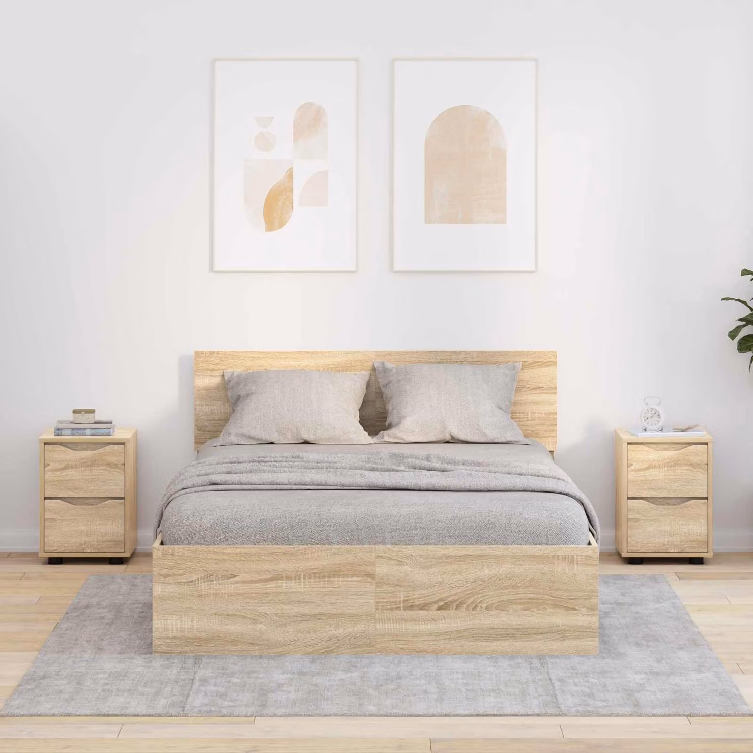 Set di 2 comodini moderni vidaXL in colore rovere sonoma, L 30,5 cm x P 30 cm x H 43 cm