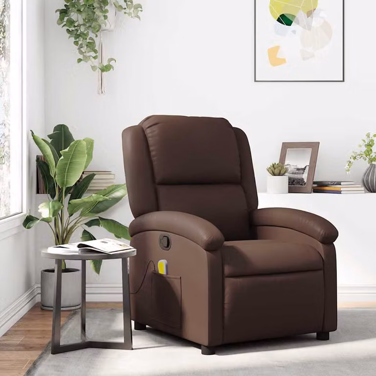 vidaXL Poltrona Reclinabile Relax in Similpelle Marrone con Braccioli