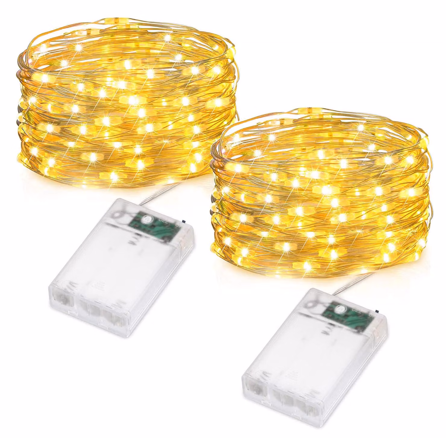 Catena luminosa a LED, 50 LED bianco caldo, 5 metri, impermeabile, set da 2