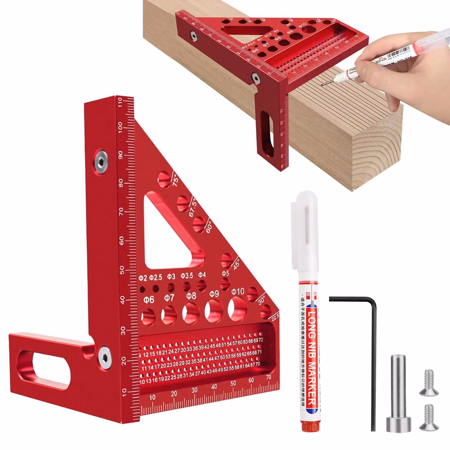 Angolo di guida tridimensionale in lega di alluminio per lavorazioni del legno di precisione