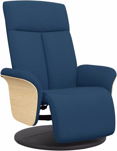 Poltrona | Sedia Relax Reclinabile con Poggiapiedi Blu in Tessuto