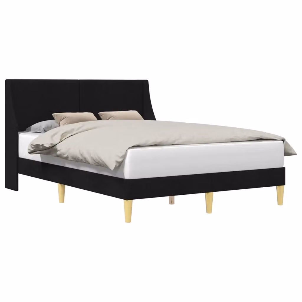 Struttura letto moderno con testiera imbottita e giroletto in tessuto nero DESIGN IN – 2