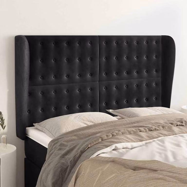 Testiera ad orecchio vidaXL in velluto nero L: 147 cm, P: 23 cm, H: 118/128 cm