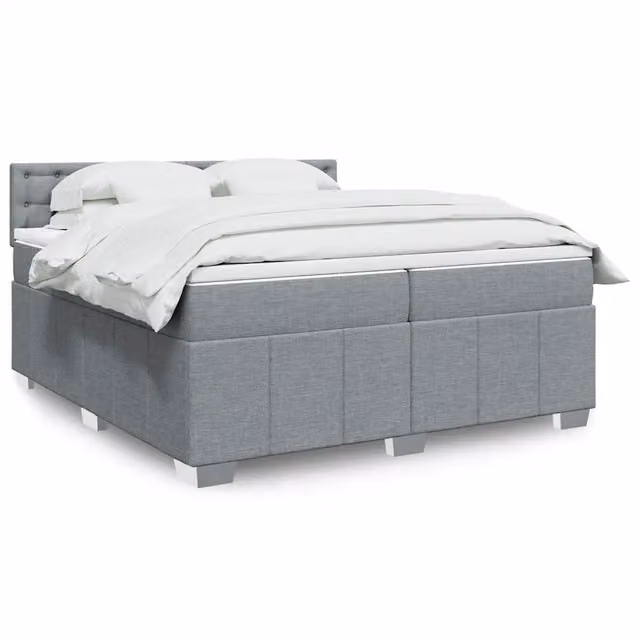 Letto Ibrido vidaXL con Giroletto a Molle e Materasso in Tessuto Grigio e Bianco L/P: 200 x 200 cm