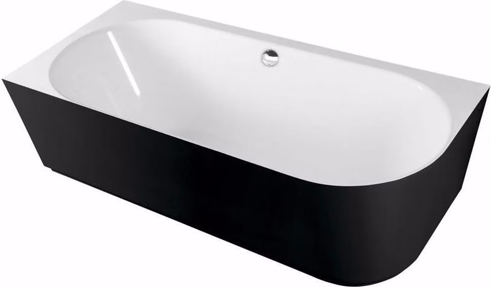 SUSSI L Vasca da bagno angolare freestanding, marmo fuso, 160x70x49,5 cm, nero/bianco