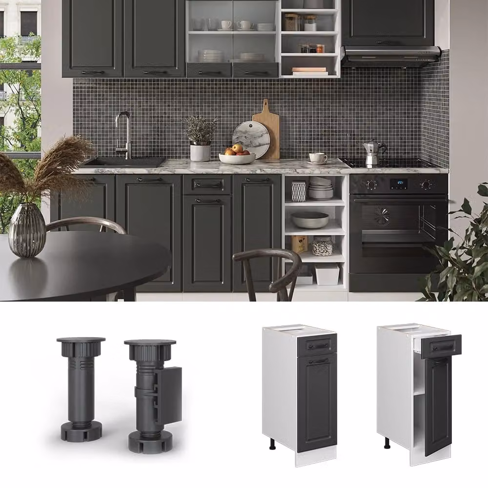 Mobiletto base per cucina Vicco R-Line Antracite e Bianco con finitura rustica opaca L: 30 cm, H: 81,6 cm, P: 60 cm – 2