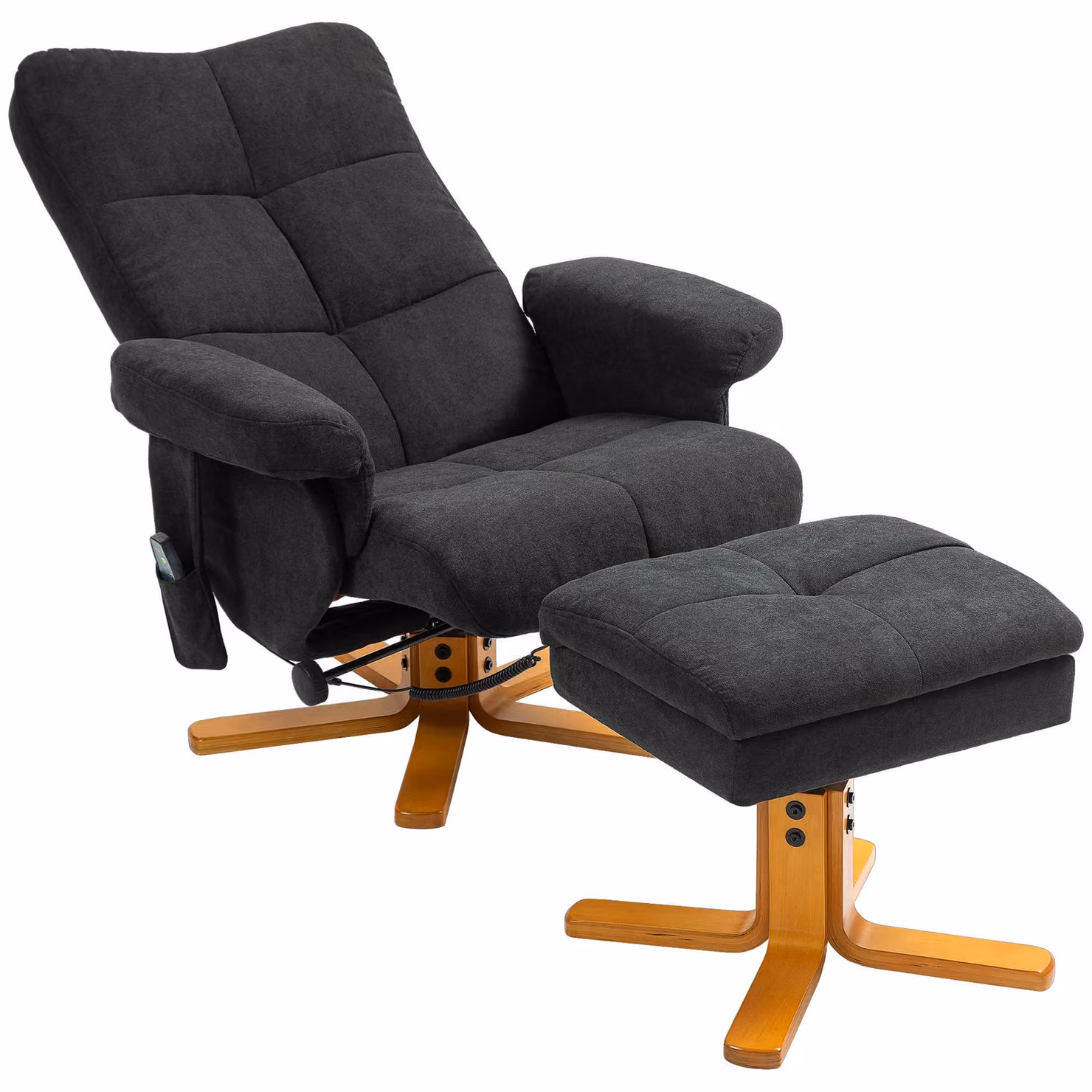 Poltrona relax HOMCOM con poggiapiedi, vano portaoggetti e funzione massaggio con reclinazione