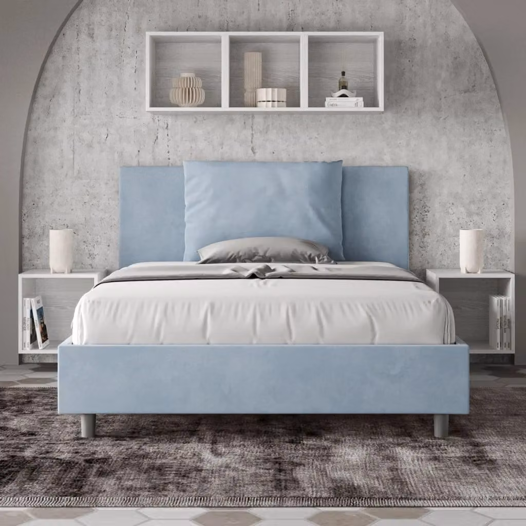Letto Matrimoniale Moderno GIORDANOSHOP in Microfibra Blu con Cassetti L/P/H: 195 x 110 x 222 cm – 2