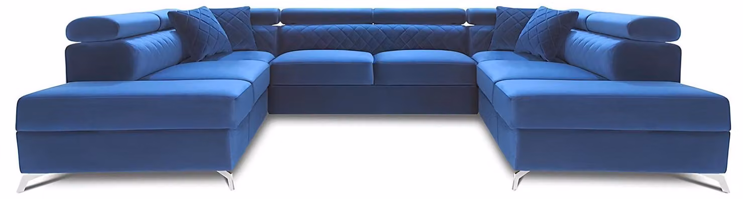 Wohnlandschaft Bettfunktion Stoff Ecksofa U-Form Couch Design Polster Textil