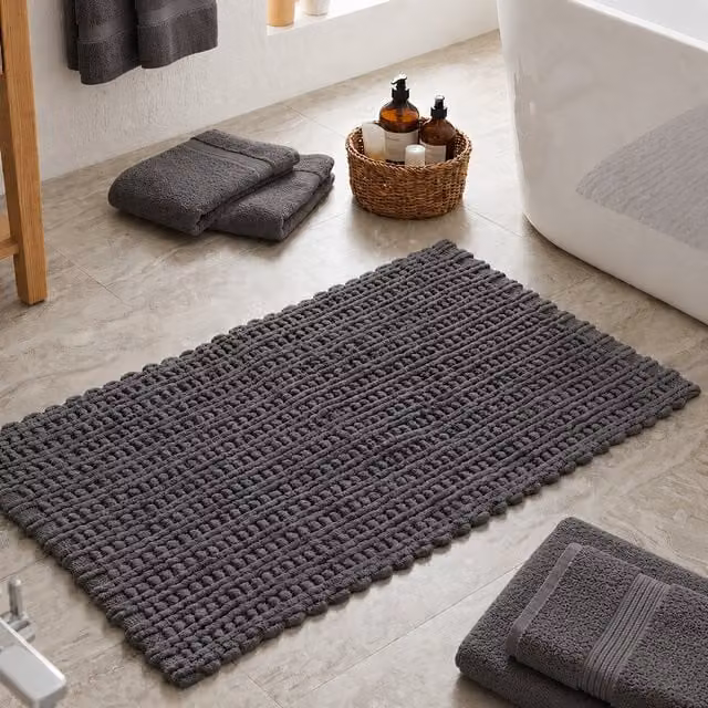 Tappeto da bagno in ciniglia KASANOVA grigio L: 60 cm, P: 110 cm