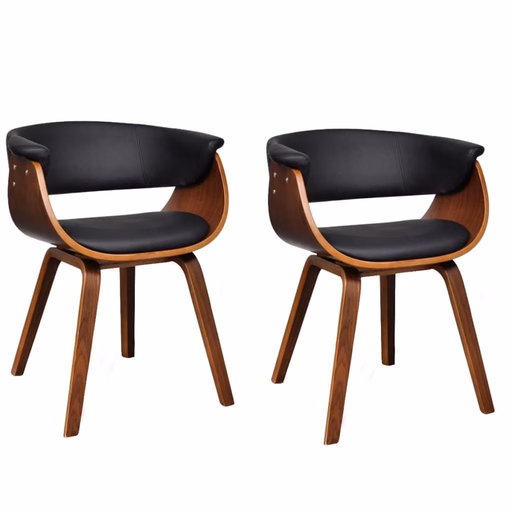 Sedie da Pranzo 2 pz in Legno Curvato e Pelle finta