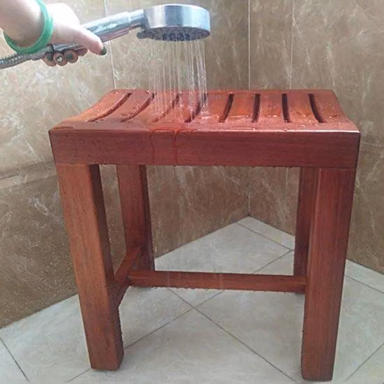 Sgabello da bagno - Poggiapiedi - Per l'uso in doccia e per la rasatura - Con accessorio - Non specificato - Colore legno