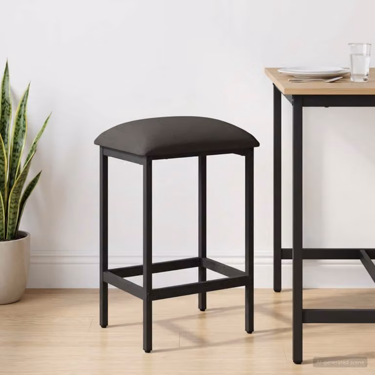Sgabello da bar moderno vidaXL in tessuto grigio e nero con struttura in metallo L/P/H: 40 x 32 x 74 cm