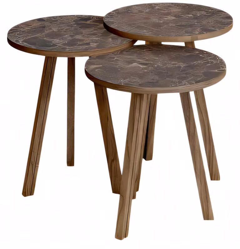 Elegantes braunes Holz Couchtisch-Set im modernen Stil